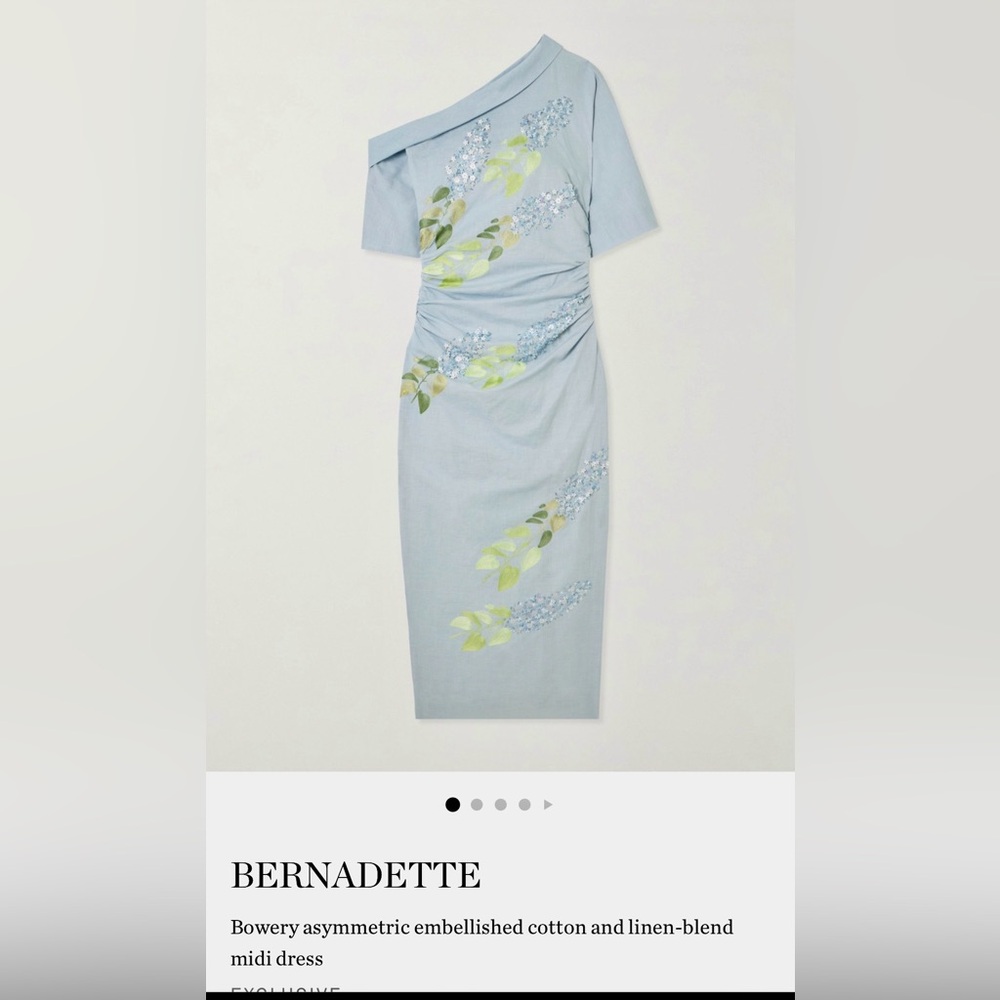 Bernadette Light Blue Asymmetric Embellished Midi Dress